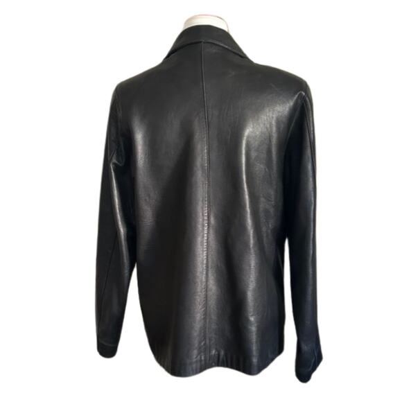 Vintage Luis Alvear Black Leather Jacket – Minimalist 90s Design, Size M - Picture 3 of 6